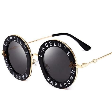 gucci round sunglasses with letters